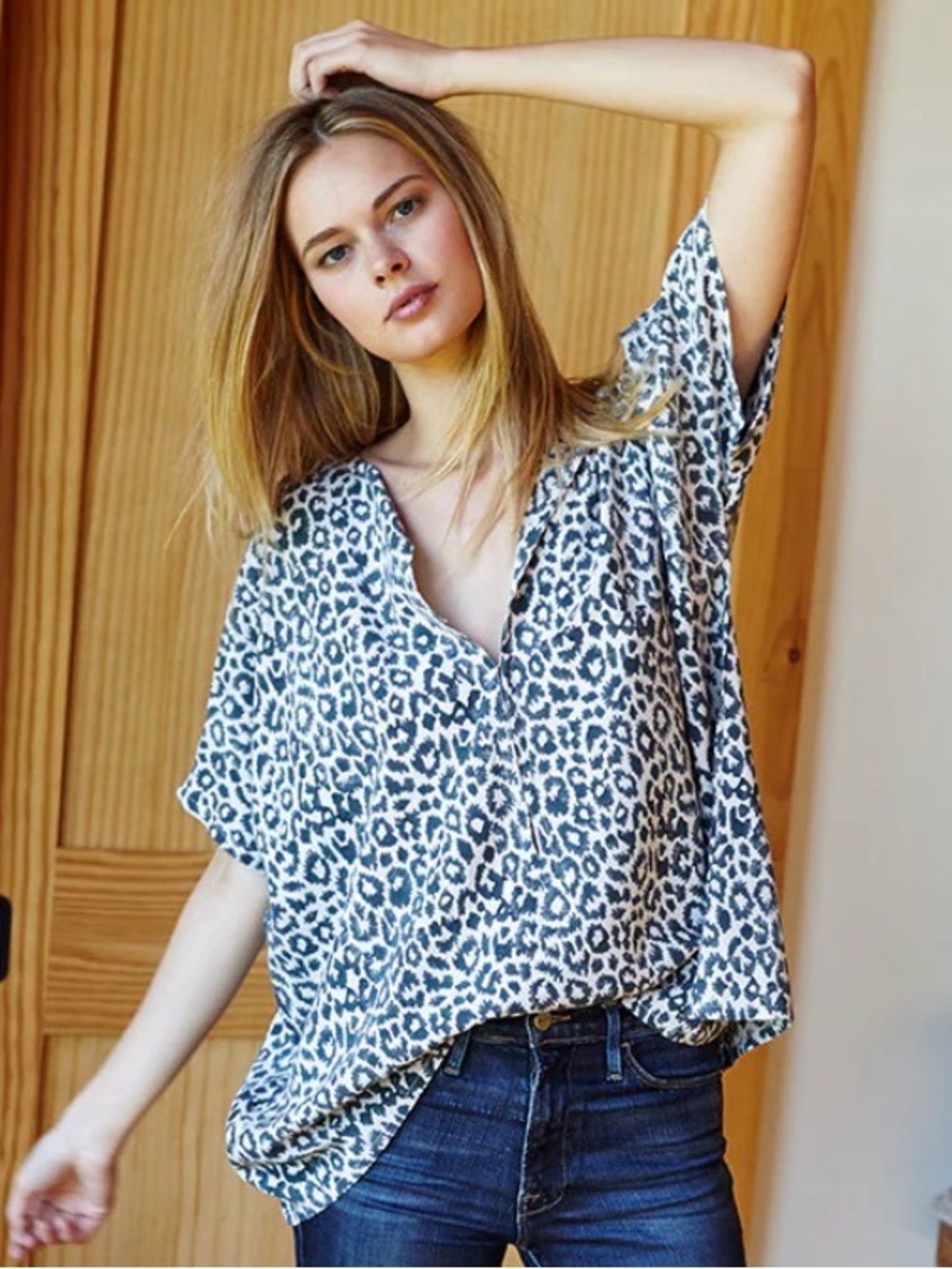 Emerson Fry India Collection INDIA SHIRT - CHARCOAL LEOPARD Short Sleeve OS